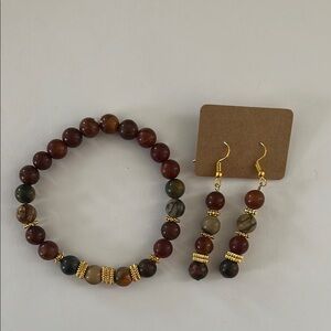 Elegant Multicolor Beaded Bracelet and Earring Set